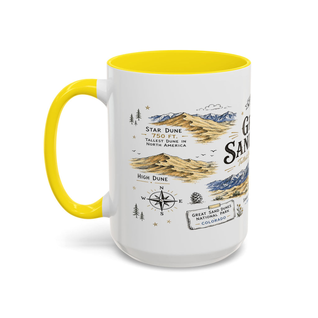 Great Sand Dunes National Park Coffee Mug | Colorado Desert Mountain Dunes Gift | Accent Color Ceramic 11oz 15oz