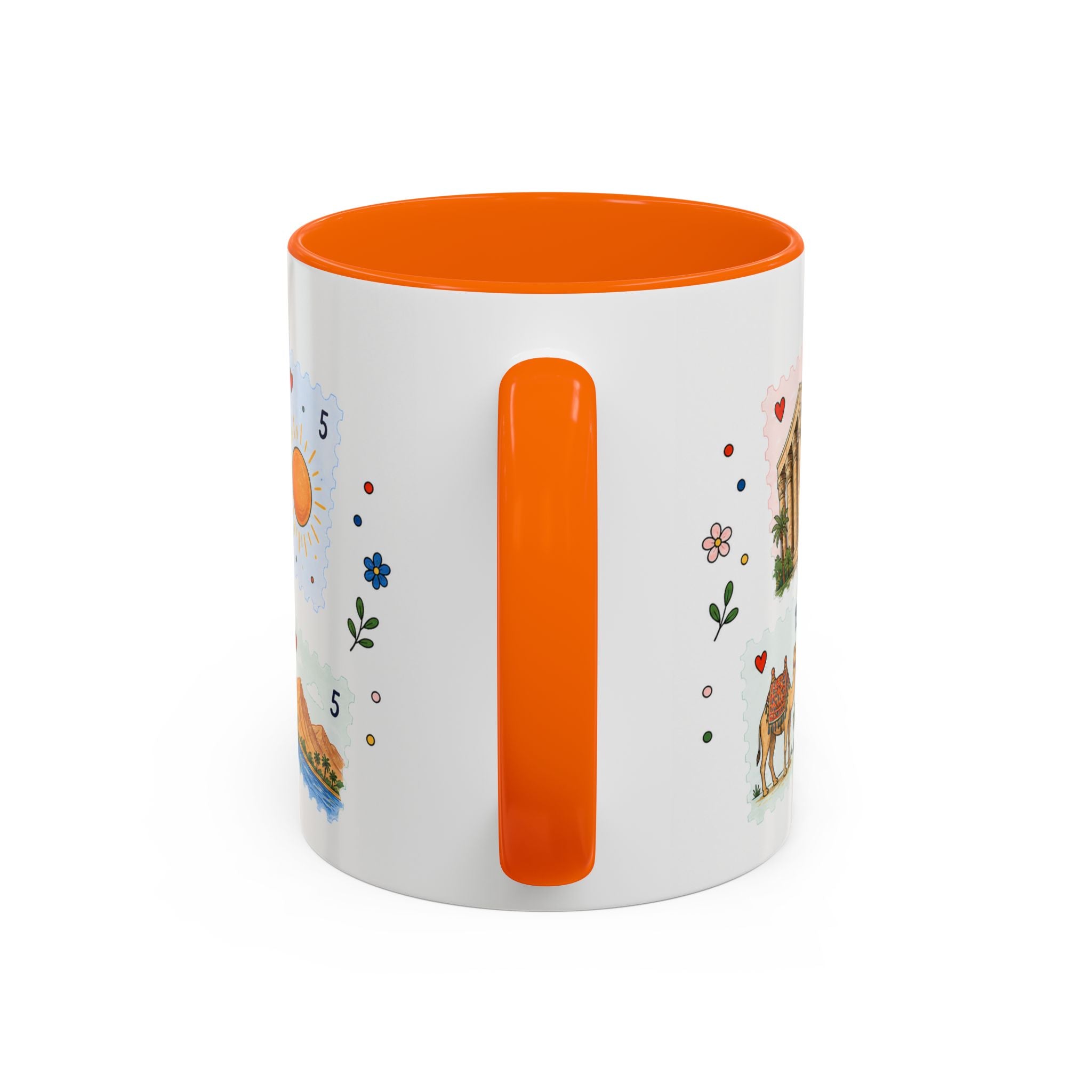 Luxor Coffee Mug | Postage Stamp Collage Mug | Travel Souvenir Accent Cup 11oz 15oz