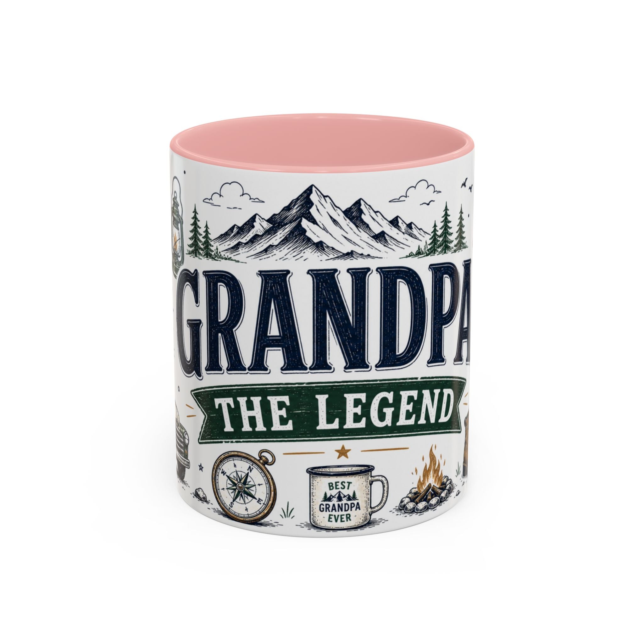 Grandpa The Legend Coffee Mug | Gift From Grandkids | Accent Color Ceramic 11oz 15oz
