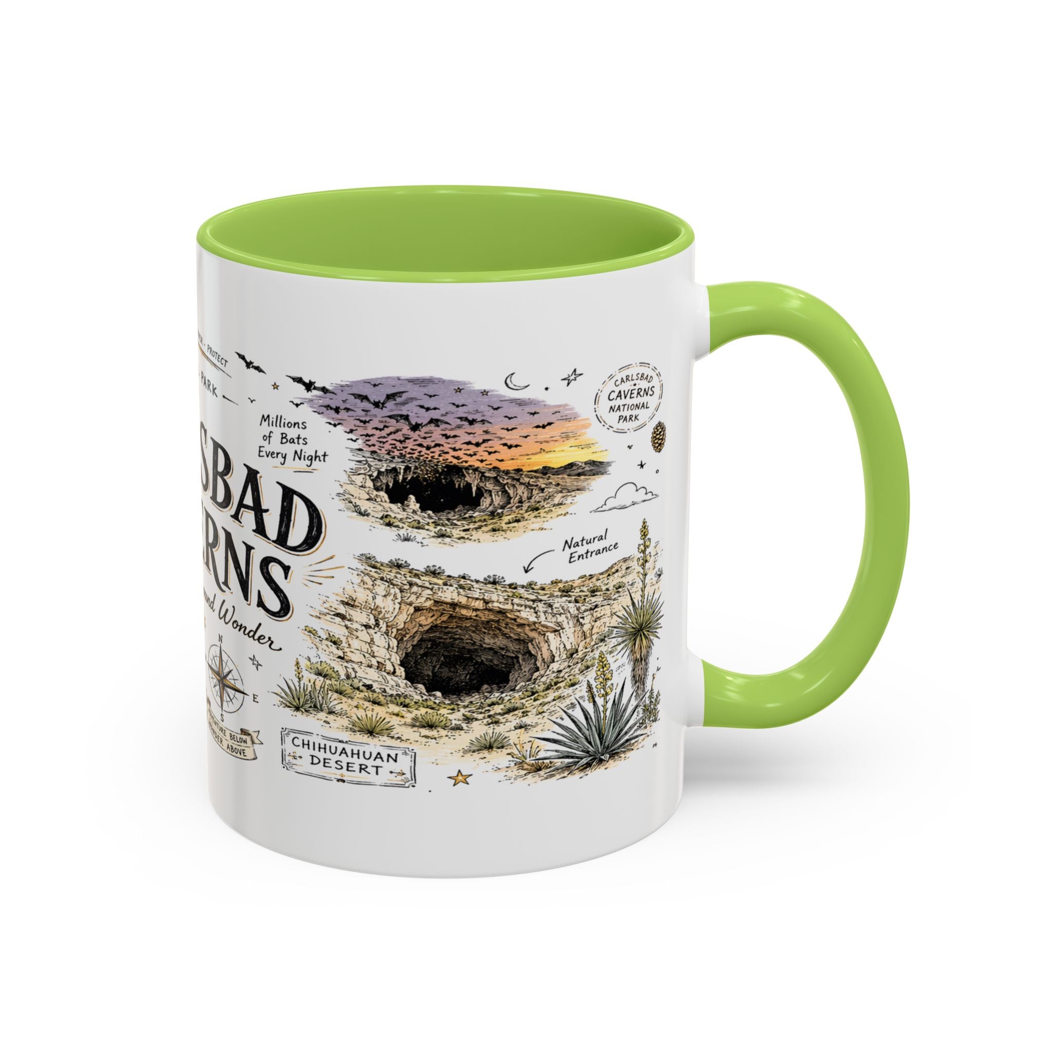 Carlsbad Caverns National Park Coffee Mug | New Mexico Cave Exploration Bat Gift | Accent Color Ceramic 11oz 15oz