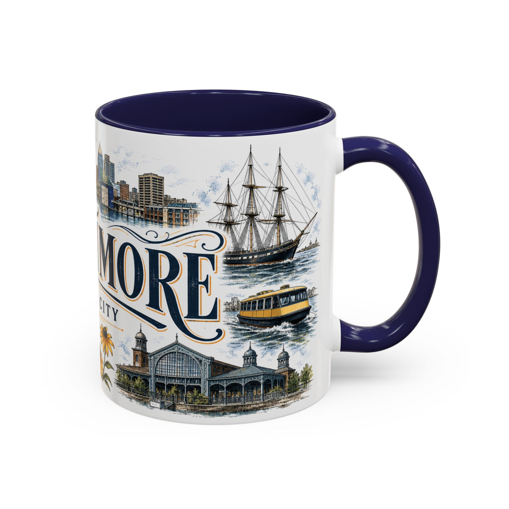 Baltimore Coffee Mug | United States Travel Souvenir | Vintage Illustrated City Gift | 11 oz 15 oz Accent Mug