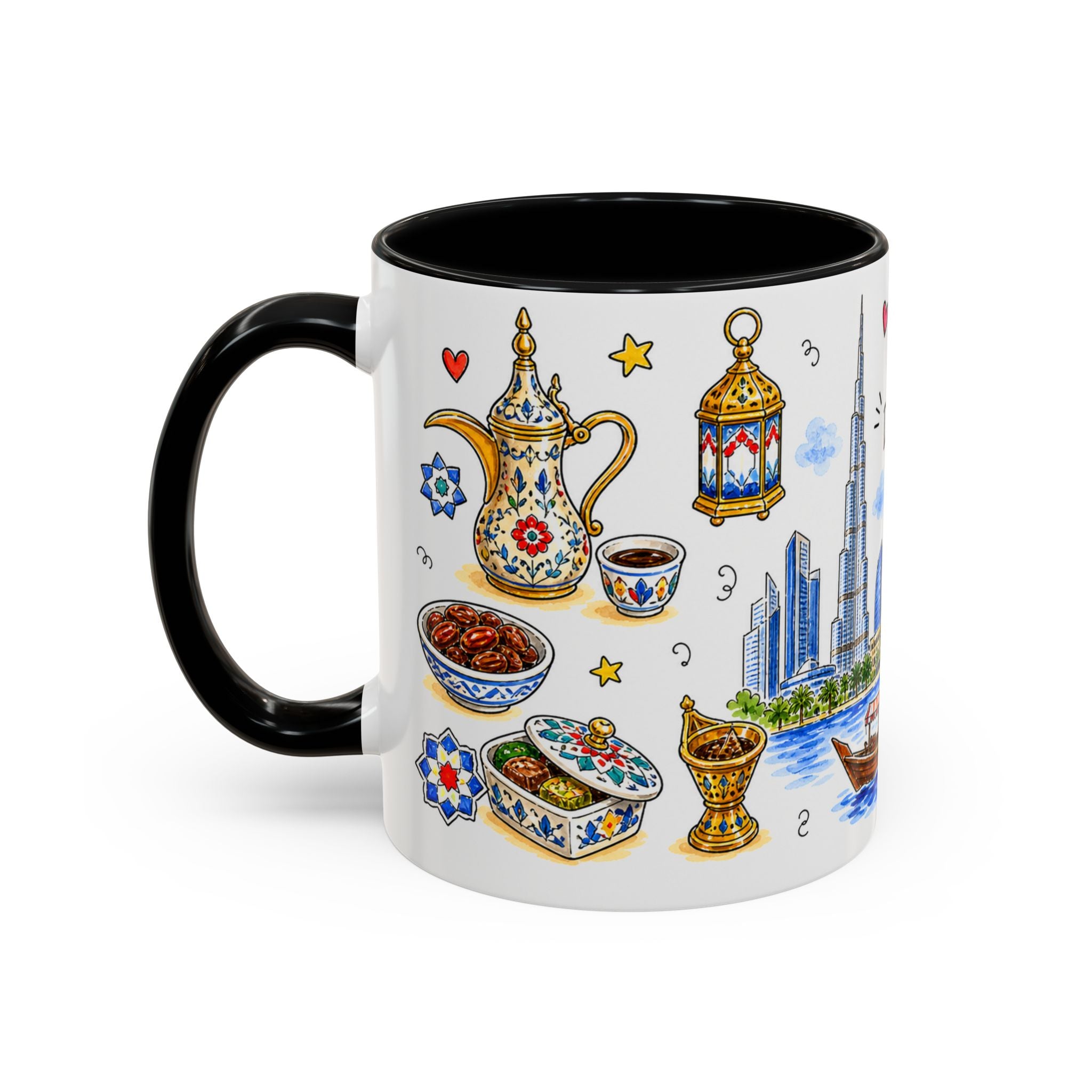 Dubai Illustrated Travel Mug | City Souvenir Accent Coffee Mug | 11oz 15oz Ceramic Cup