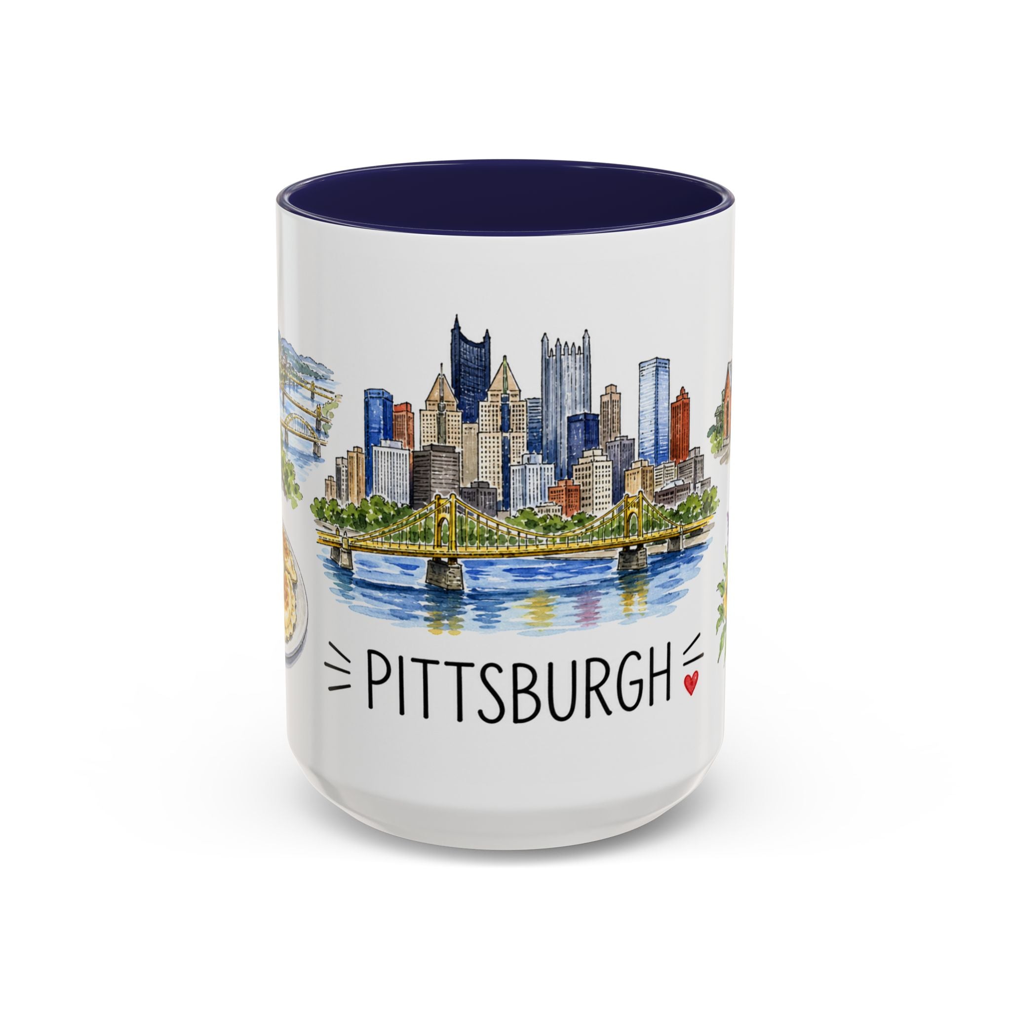 Pittsburgh Illustrated Travel Mug | City Souvenir Accent Coffee Mug | 11oz 15oz Ceramic Cup