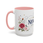 New York State Map Mug | Botanical Rose Accents, Long Distance Friendship Gift