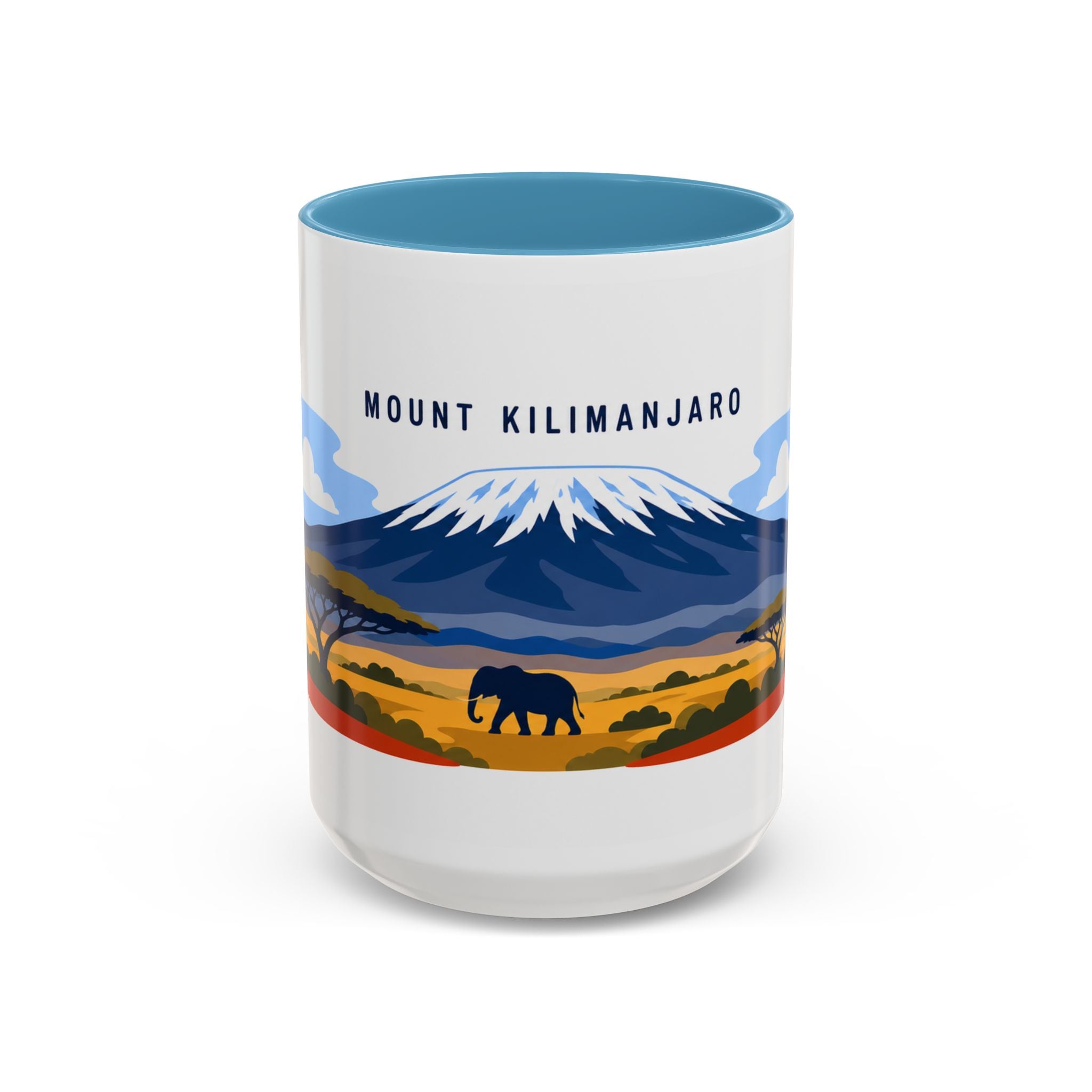 Mount Kilimanjaro Coffee Mug | Travel Destination Souvenir Gift | Accent Color Ceramic 11oz 15oz