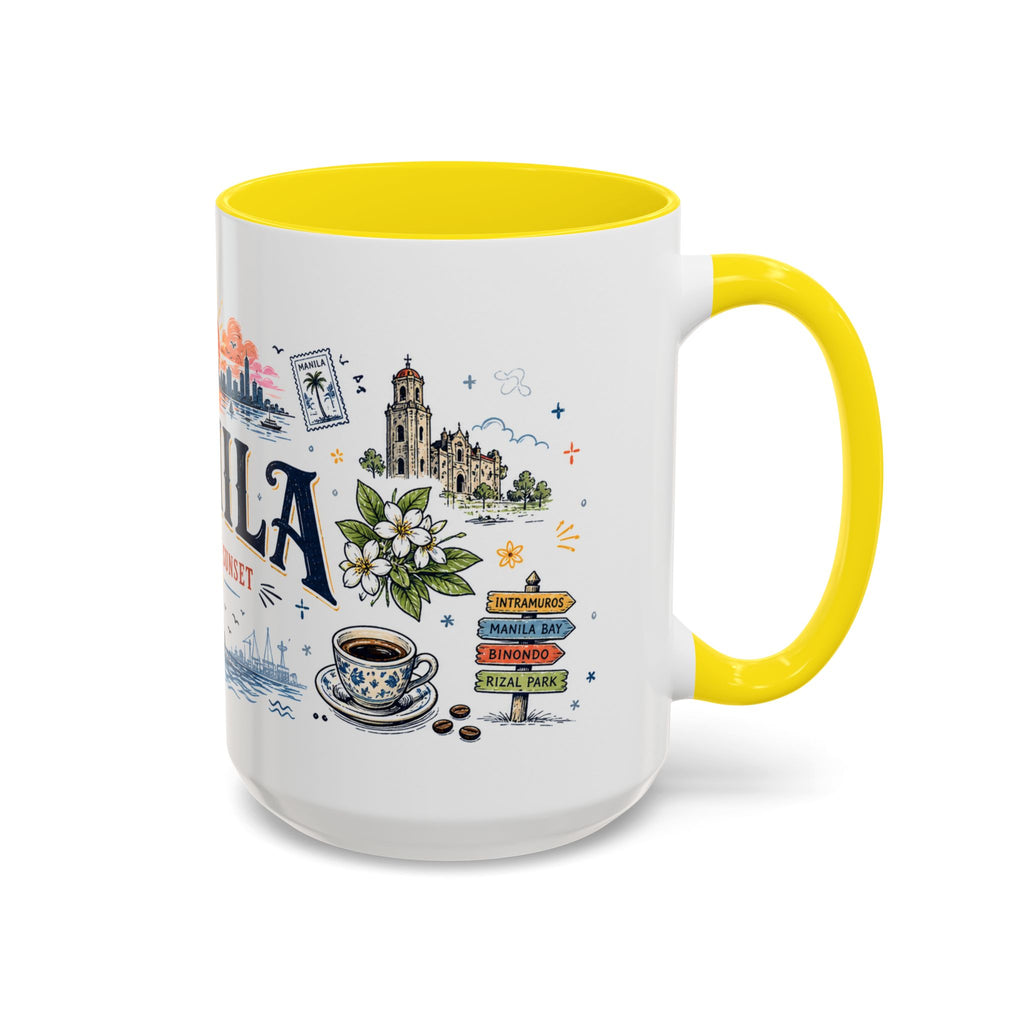 Manila Coffee Mug | Philippines Souvenir Travel Gift | Accent Color Ceramic 11oz 15oz