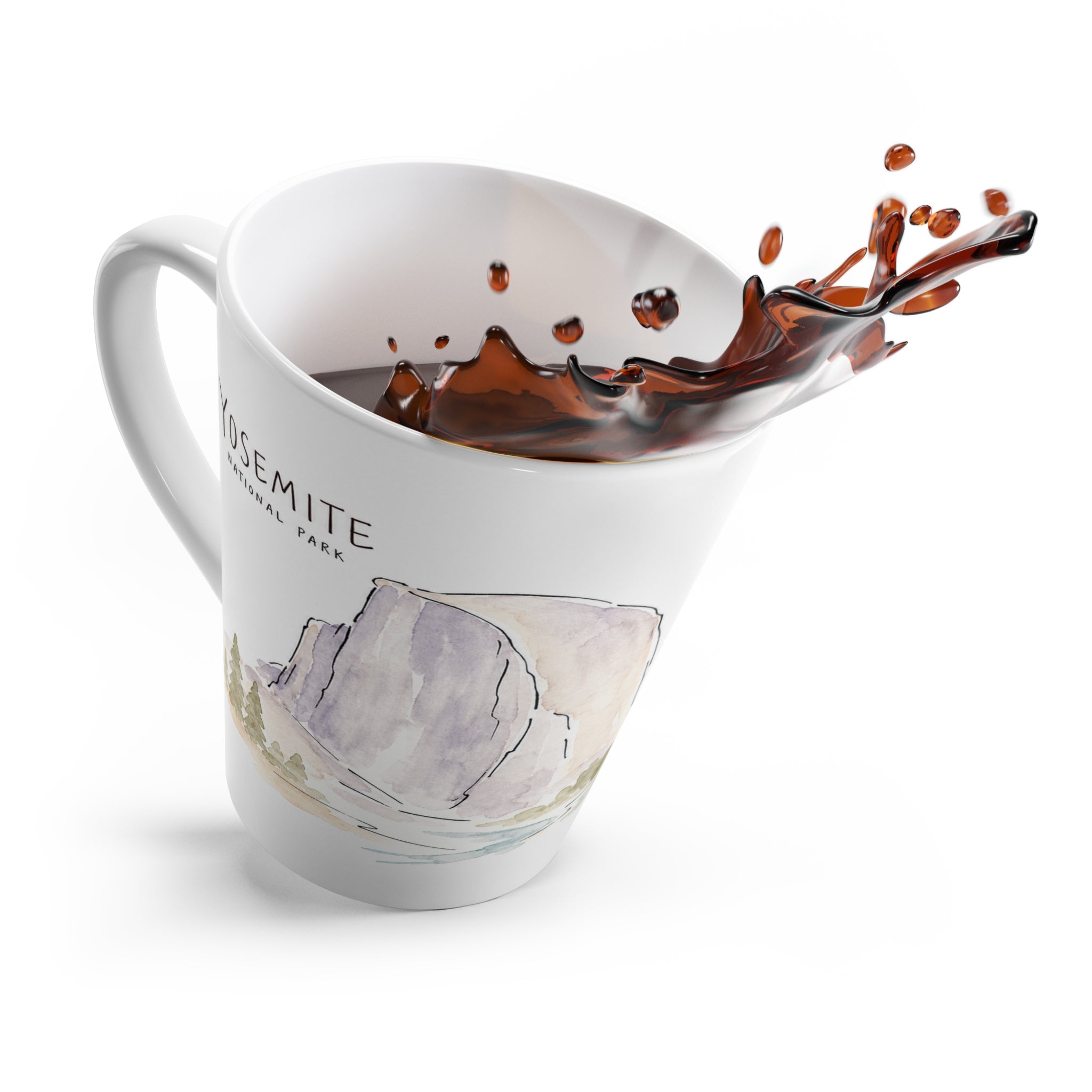 Yosemite National Park Latte Mug | Pastel Watercolor Nature Coffee Cup | 12 oz Travel Souvenir Gift
