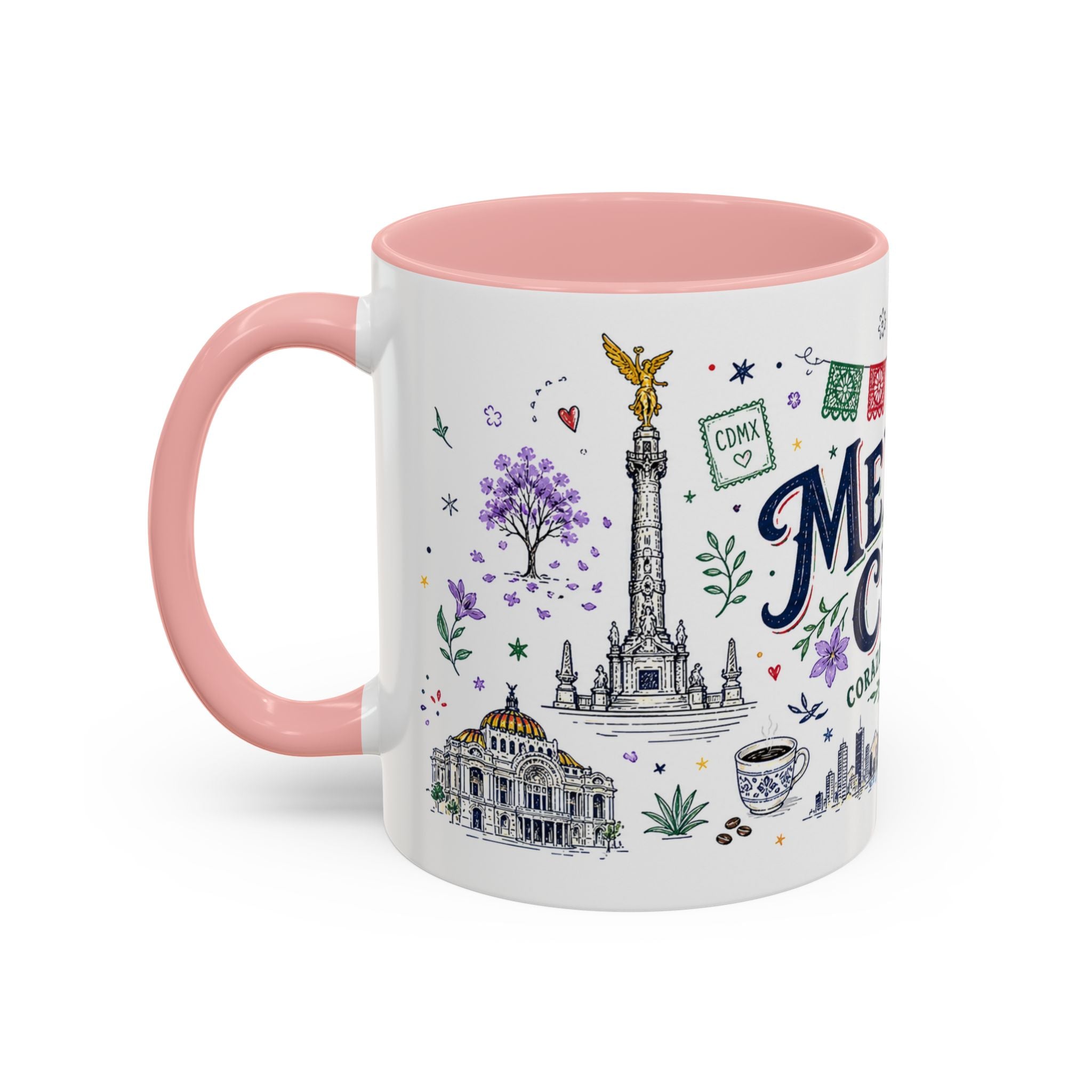 Mexico City Coffee Mug | Mexico Souvenir Travel Gift | Accent Color Ceramic 11oz 15oz