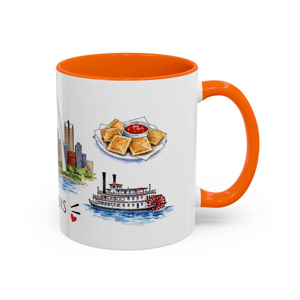 St. Louis Illustrated Travel Mug | City Souvenir Accent Coffee Mug | 11oz 15oz Ceramic Cup