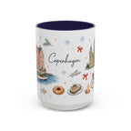 Copenhagen Christmas Mug | Watercolor Travel Souvenir | Holiday Gift | Accent Ceramic Coffee Cup 11oz 15oz