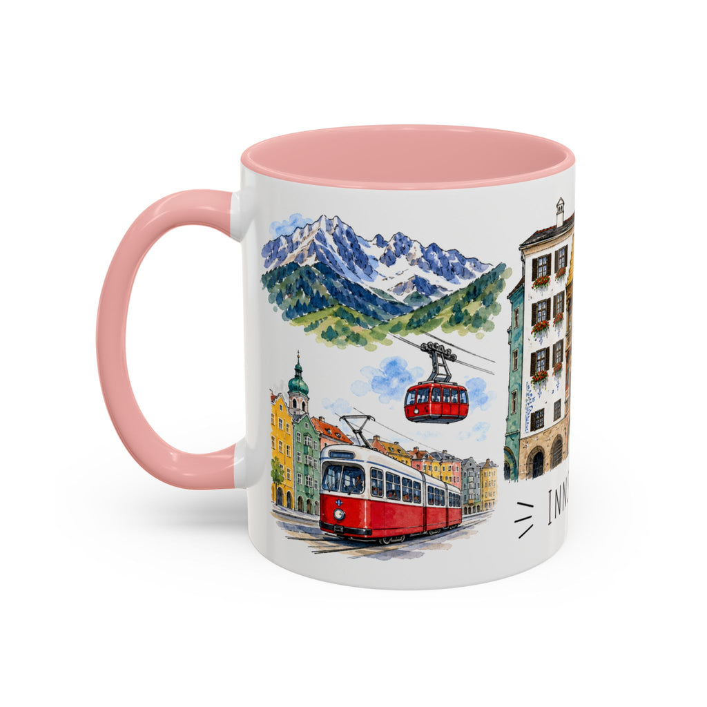 Innsbruck Illustrated Travel Mug | City Souvenir Accent Coffee Mug | 11oz 15oz Ceramic Cup