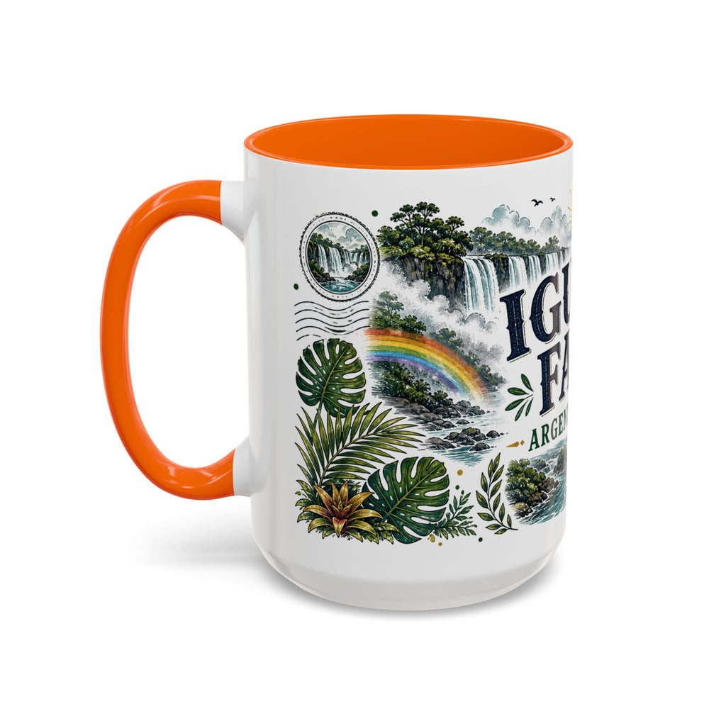 Iguazu Falls Coffee Mug | Travel Destination Souvenir Gift | Accent Color Ceramic 11oz 15oz