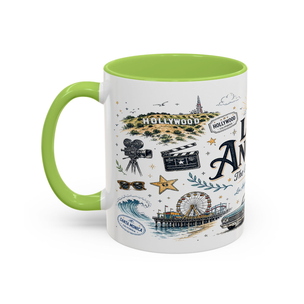 Los Angeles Coffee Mug | California Souvenir City Gift | Accent Color Ceramic 11oz 15oz