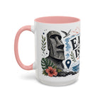 Easter Island Coffee Mug | Travel Destination Souvenir Gift | Accent Color Ceramic 11oz 15oz