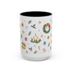 Christmas Candle Mug | Holly Wreath Watercolor Holiday Gift | Accent Cup 11oz 15oz