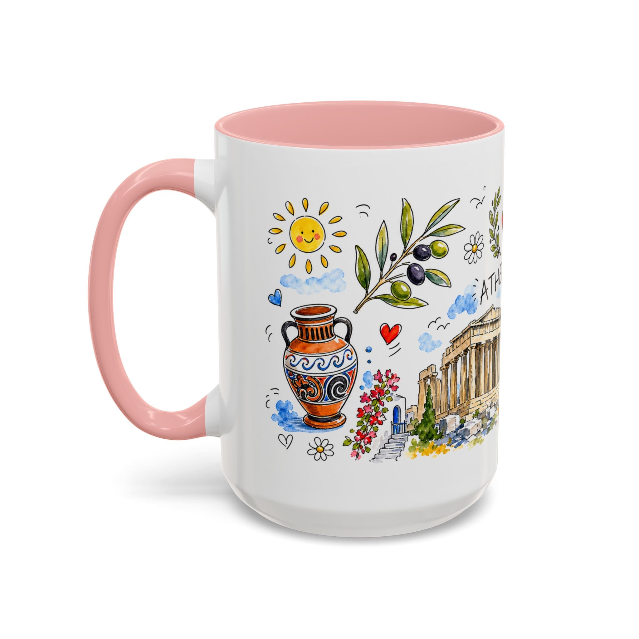 Athens Travel Mug | European City Souvenir Accent Coffee Mug | 11oz 15oz Ceramic Cup