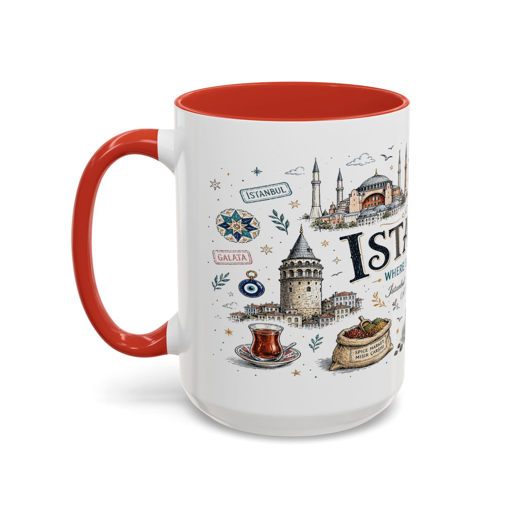 Istanbul Coffee Mug | Turkey Souvenir Travel Gift | Accent Color Ceramic 11oz 15oz