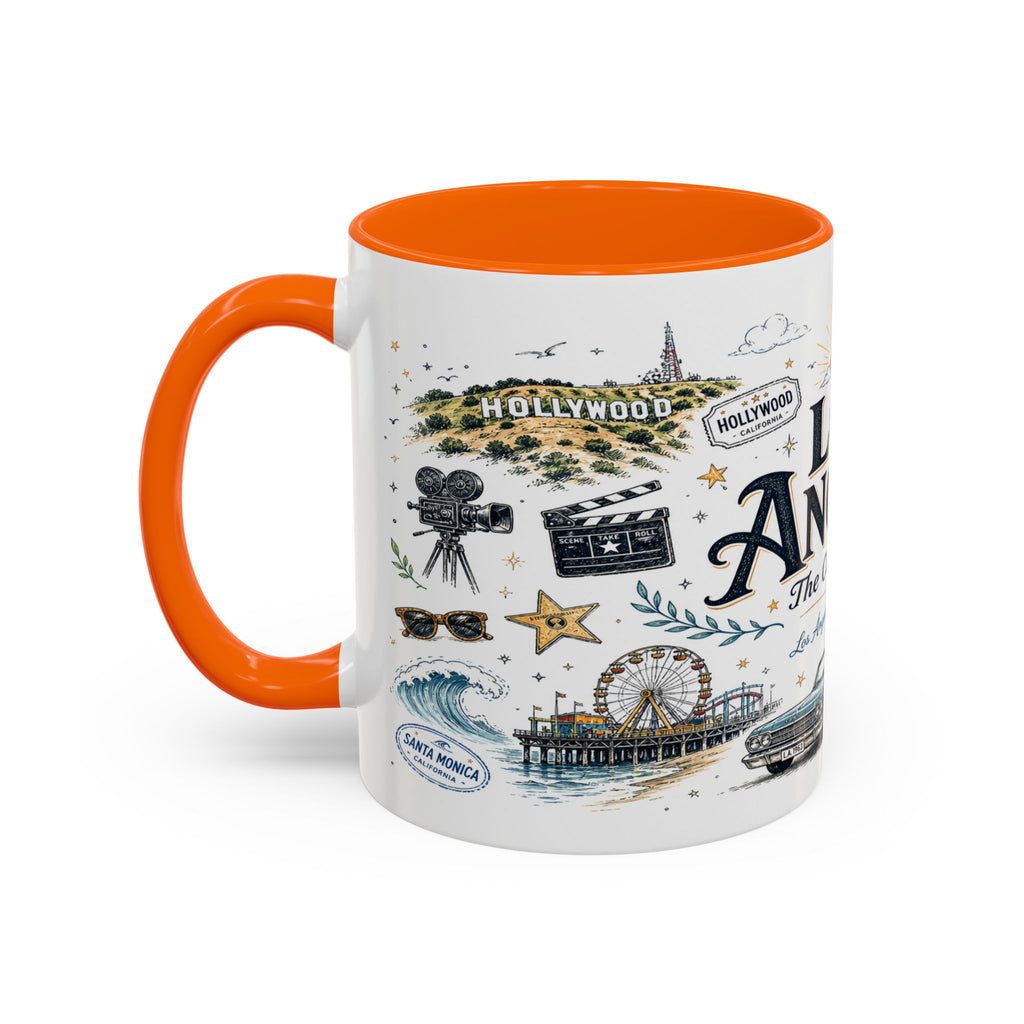 Los Angeles Coffee Mug | California Souvenir City Gift | Accent Color Ceramic 11oz 15oz