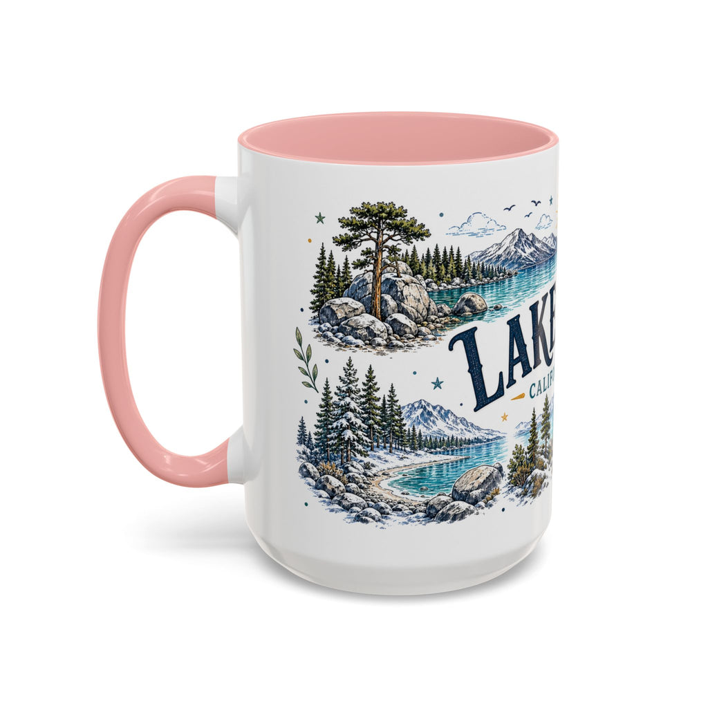 Lake Tahoe Mug, California Nevada Travel Souvenir, Bucket List Gift, Accent Ceramic Coffee Mug 11oz 15oz