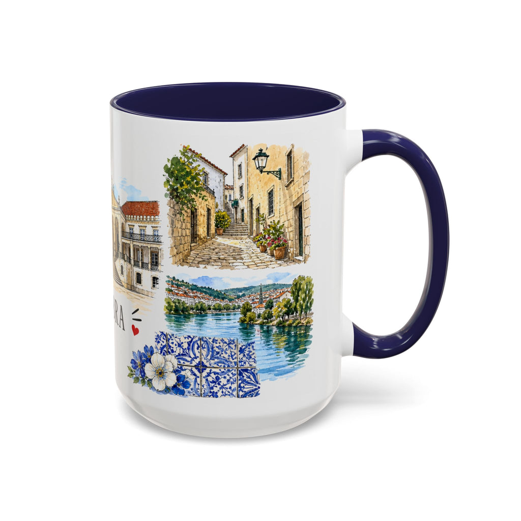 Coimbra Illustrated Travel Mug | City Souvenir Accent Coffee Mug | 11oz 15oz Ceramic Cup