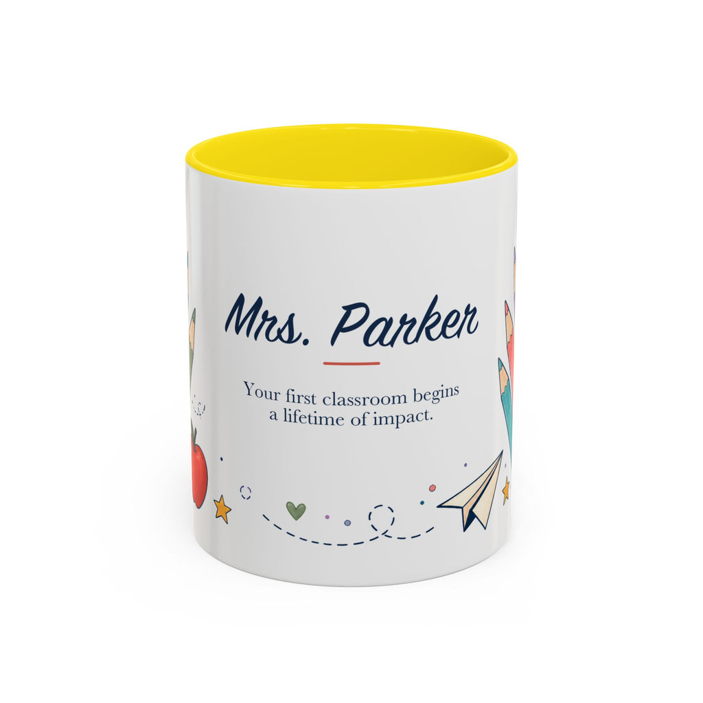 Personalized First Year Teacher Mug | Custom Name Pencil Coffee Cup
