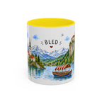 Bled Illustrated Travel Mug | Slovenia Souvenir Accent Coffee Mug | 11oz 15oz Ceramic Cup
