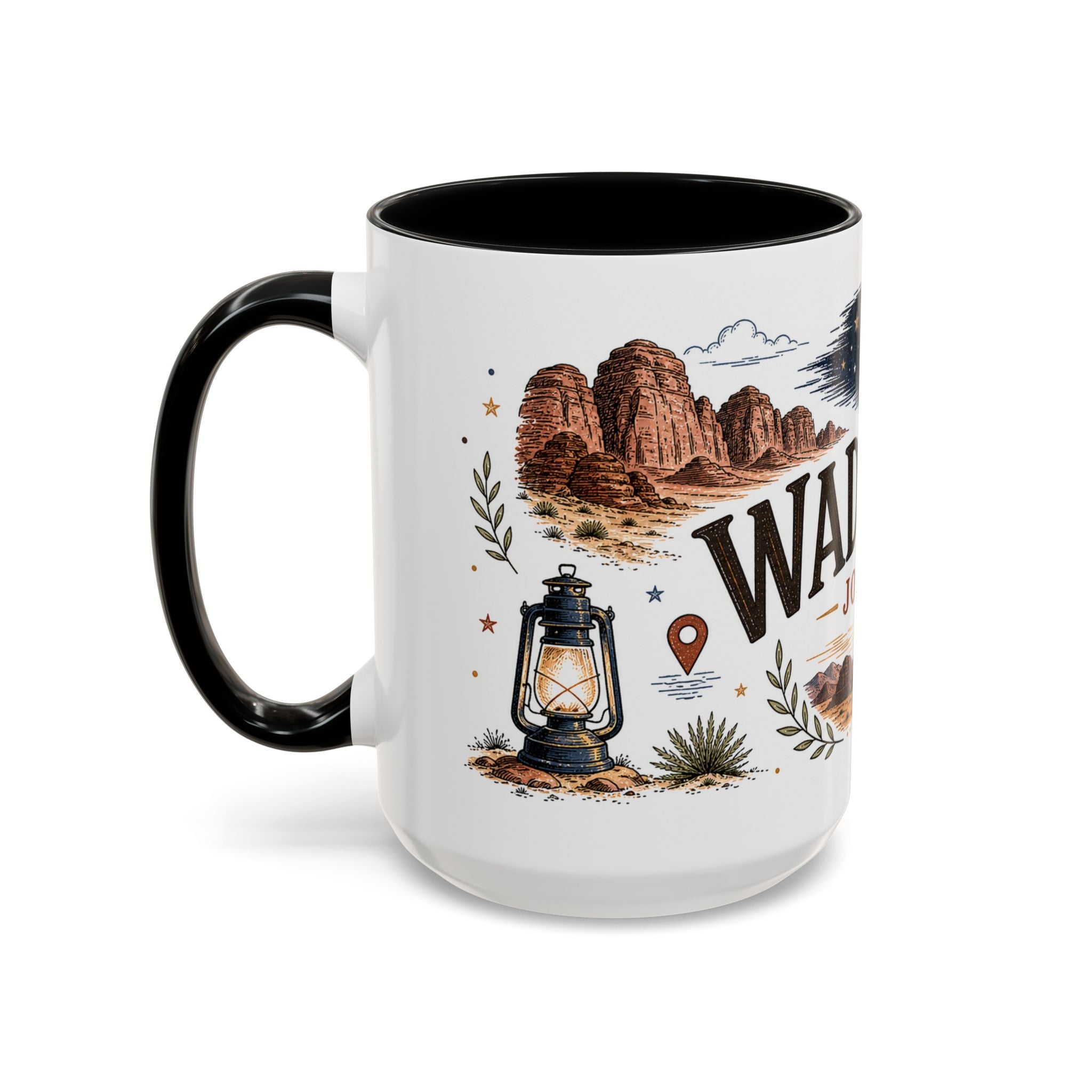 Wadi Rum Coffee Mug | Travel Destination Souvenir Gift | Accent Color Ceramic 11oz 15oz