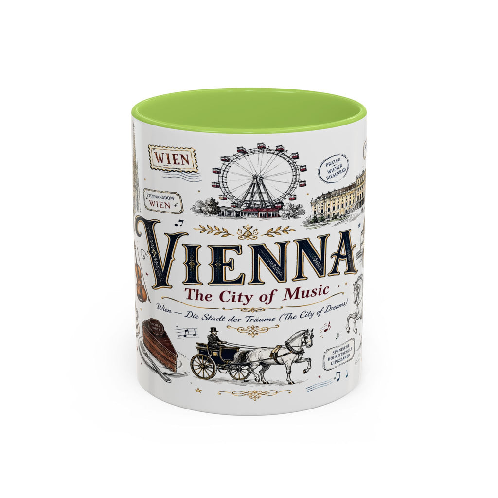 Vienna Coffee Mug | Austria Souvenir Travel Gift | Accent Color Ceramic 11oz 15oz