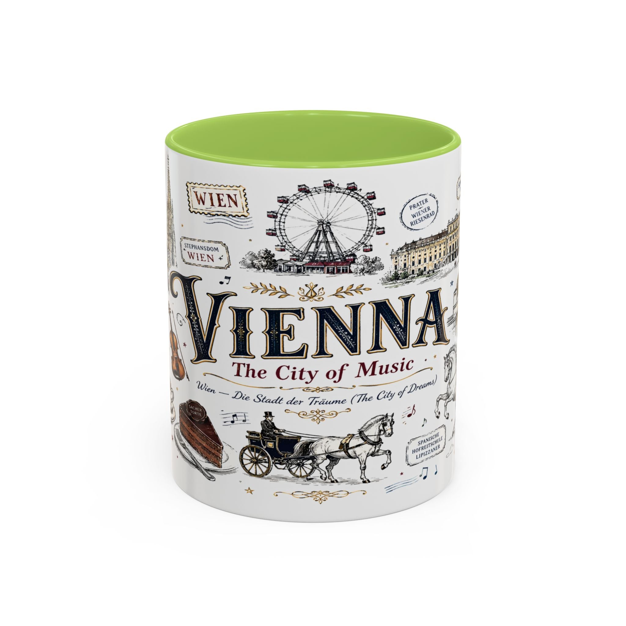 Vienna Coffee Mug | Austria Souvenir Travel Gift | Accent Color Ceramic 11oz 15oz