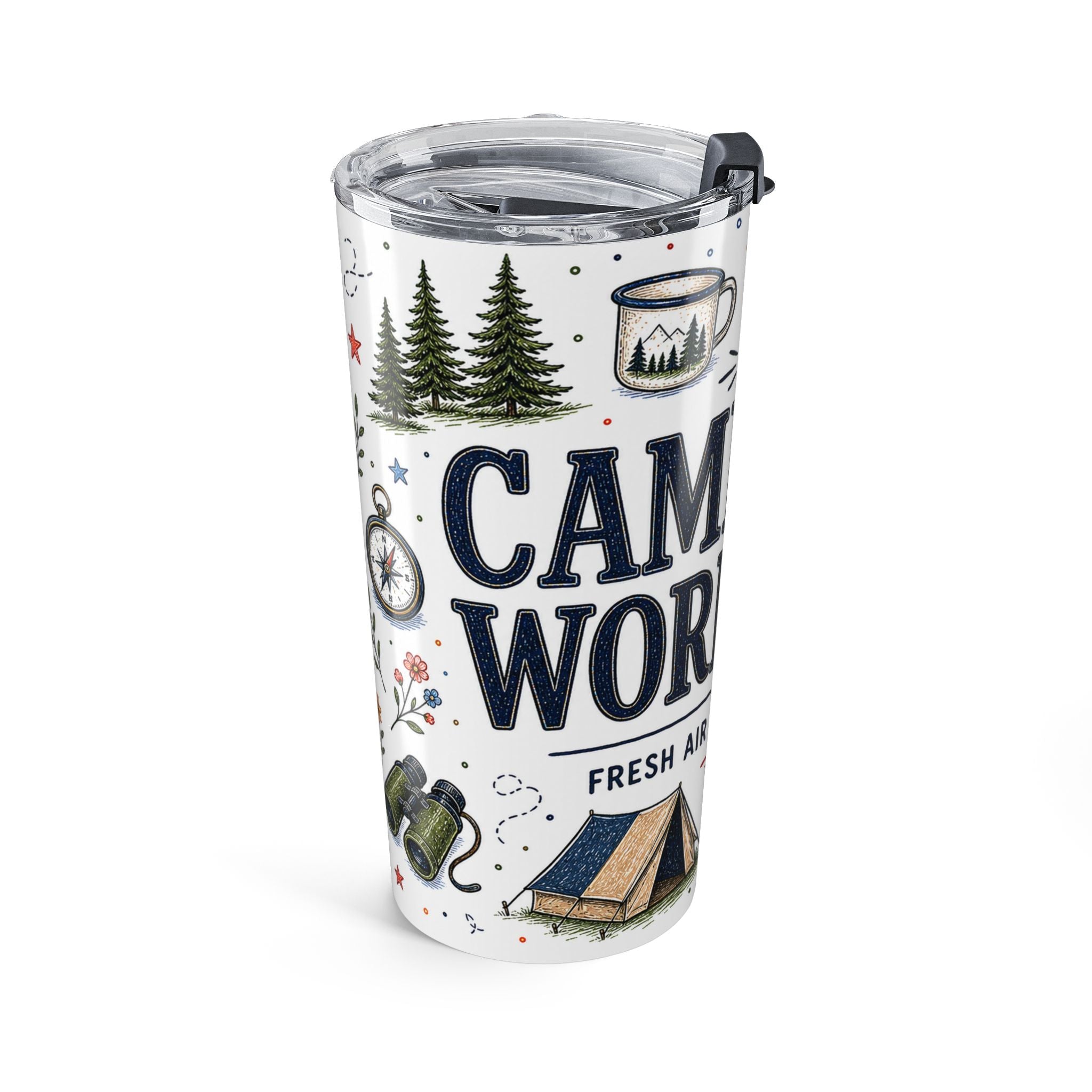 Camp More Worry Less 20oz Tumbler | Camping Lover Gift | Insulated Stainless Steel Travel Cup