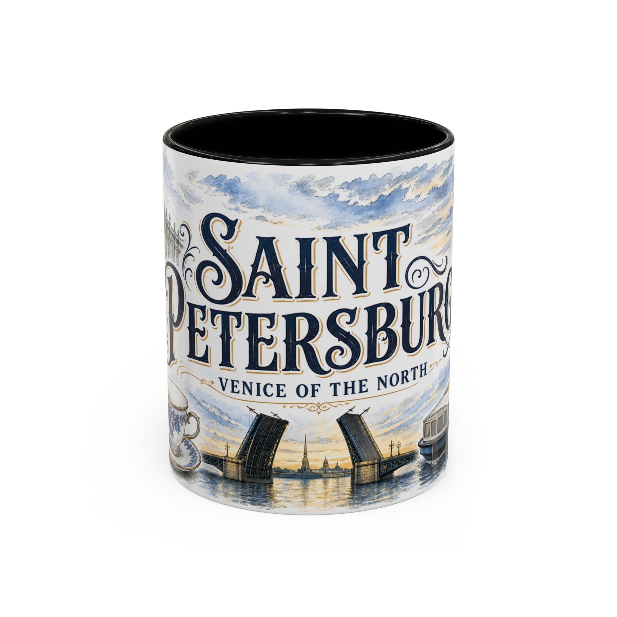 Saint Petersburg Coffee Mug | Russia Travel Souvenir | Vintage Illustrated City Gift | 11 oz 15 oz Accent Mug