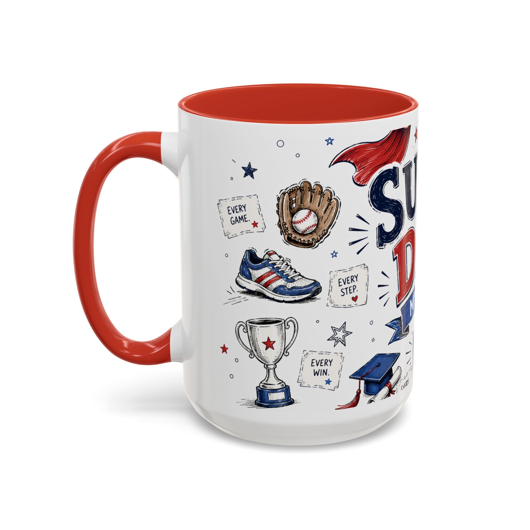 Super Dad My Hero Coffee Mug | Father's Day Gift for Dad | Accent Color Ceramic 11oz 15oz