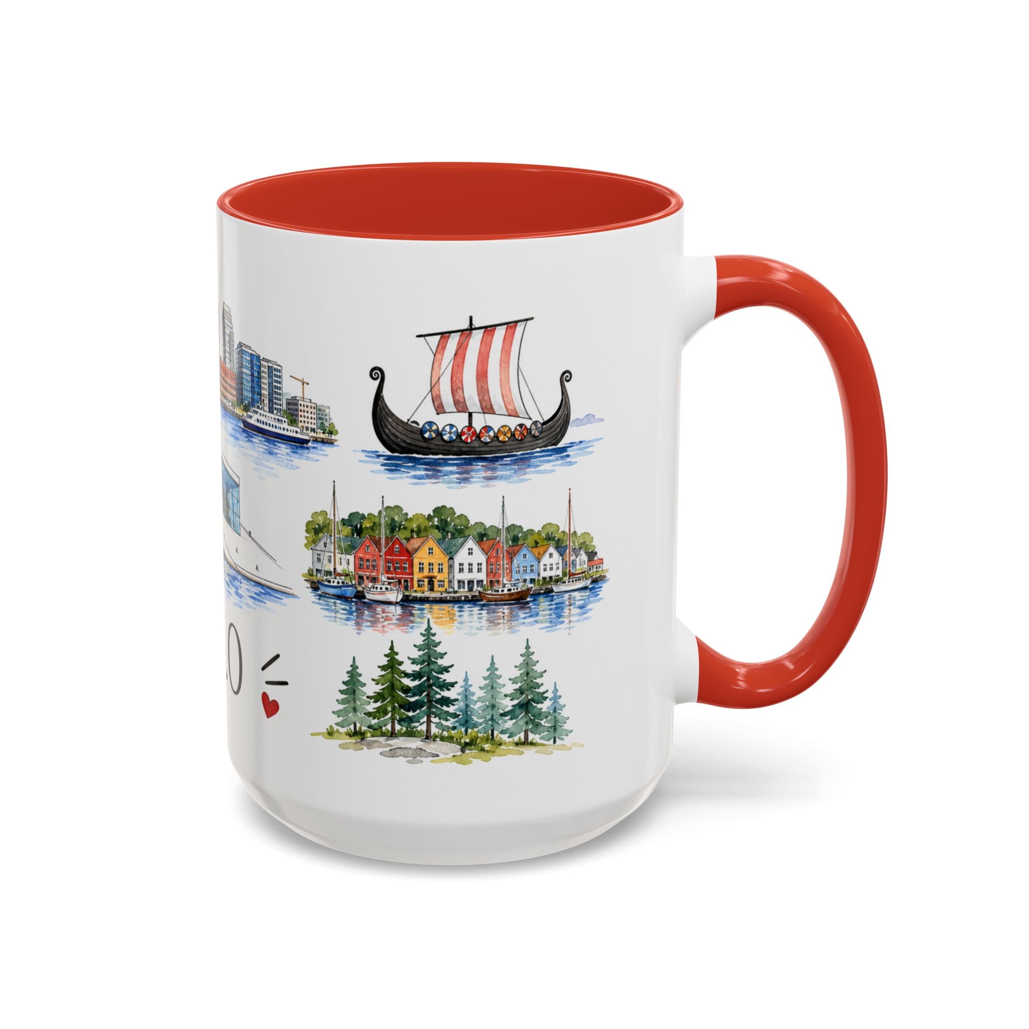 Oslo Illustrated Travel Mug | City Souvenir Accent Coffee Mug | 11oz 15oz Ceramic Cup
