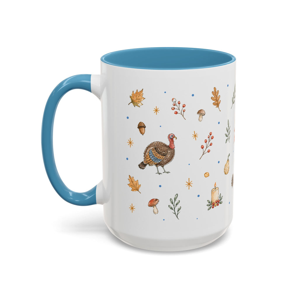 Thanksgiving Turkey Mug | Friendly Woodland Watercolor Gift | Autumn Accent Cup 11oz 15oz