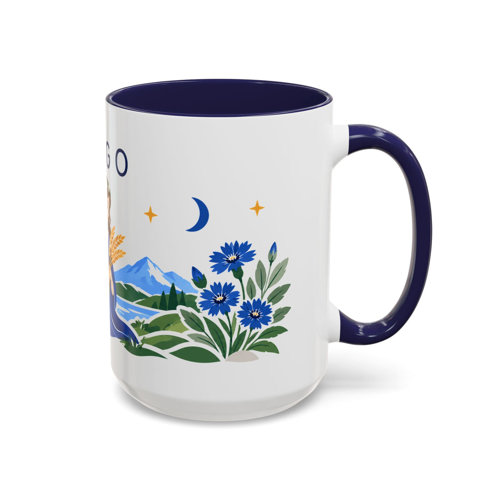 Virgo Zodiac Coffee Mug | Maiden and Wheat Design | Astrology Birthday Gift | 11 oz 15 oz Ceramic Accent Mug