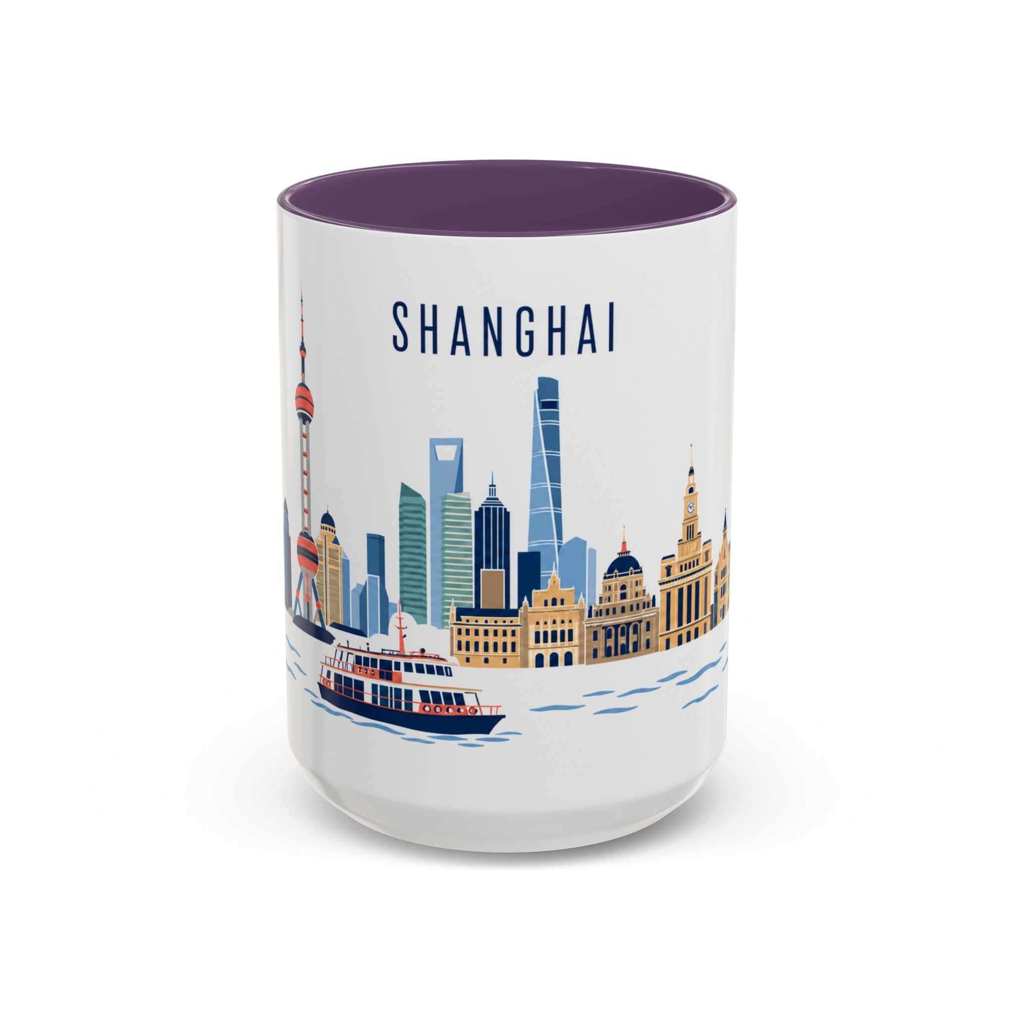 Shanghai Coffee Mug | China Travel Souvenir | Porcelain Decal City Gift | 11oz 15oz Accent Mug