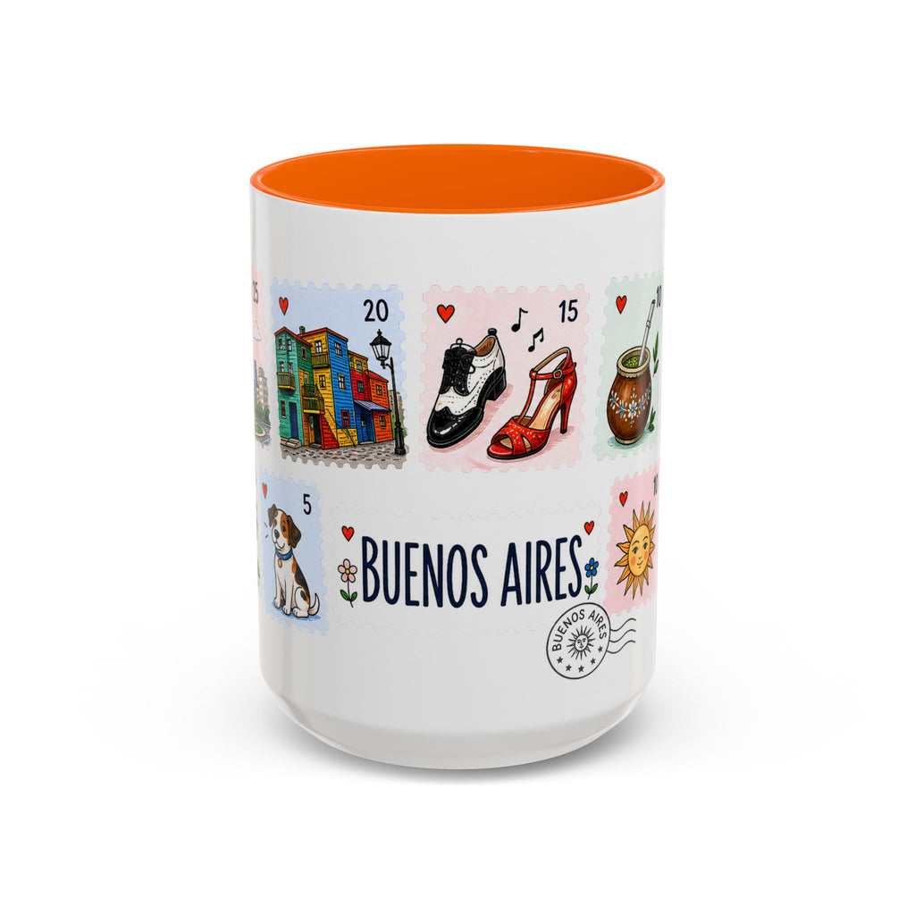 Buenos Aires Coffee Mug | Postage Stamp Collage Mug | Travel Souvenir Accent Cup 11oz 15oz