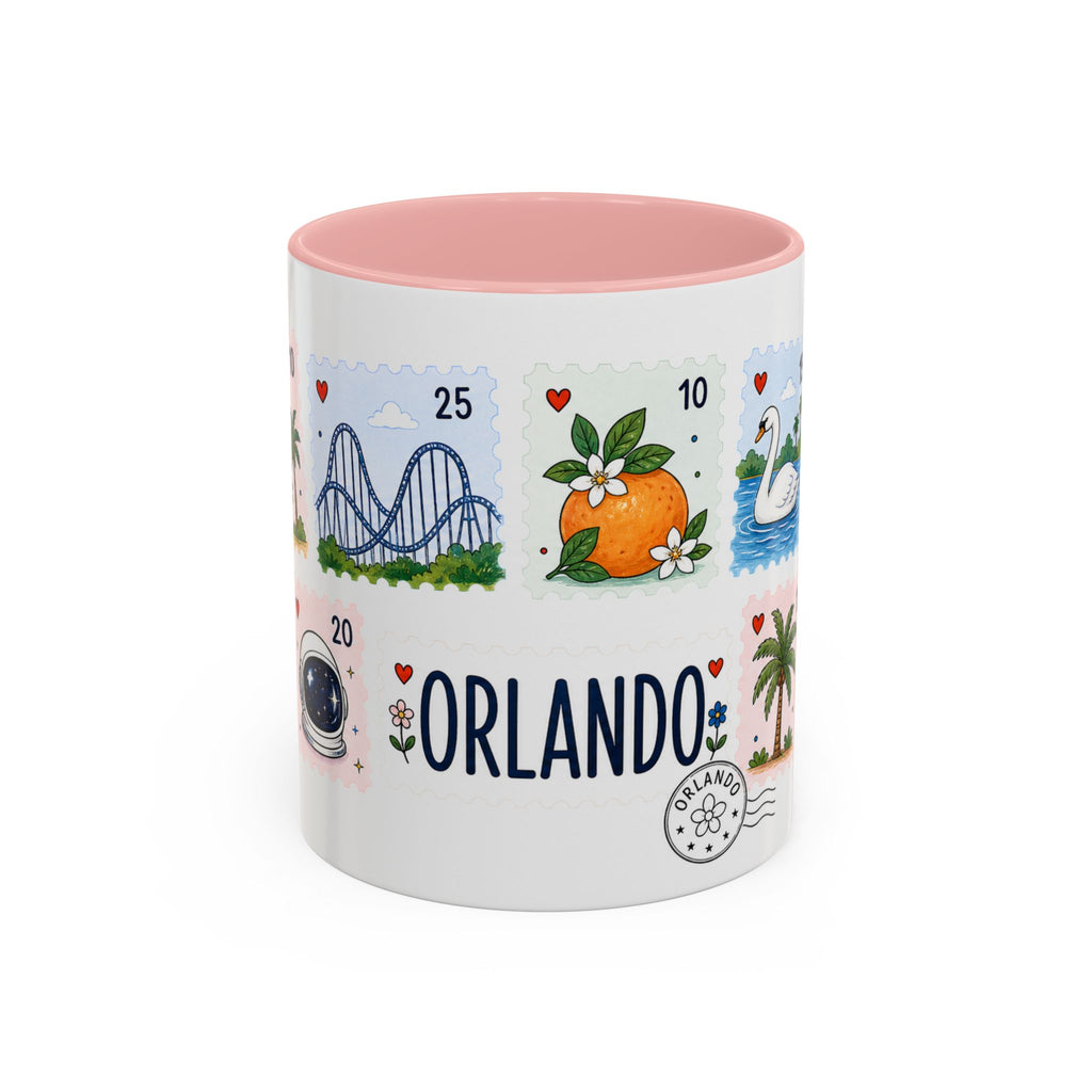 Orlando Coffee Mug | Postage Stamp Collage Mug | Travel Souvenir Accent Cup 11oz 15oz