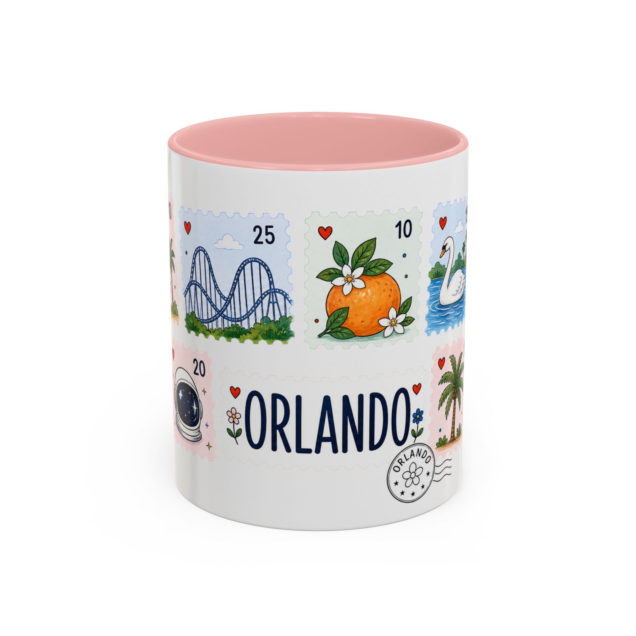 Orlando Coffee Mug | Postage Stamp Collage Mug | Travel Souvenir Accent Cup 11oz 15oz