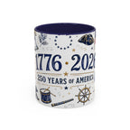 America 250 Coffee Mug | 1776-2026 Patriotic 4th of July Gift | Accent Color Ceramic 11oz 15oz