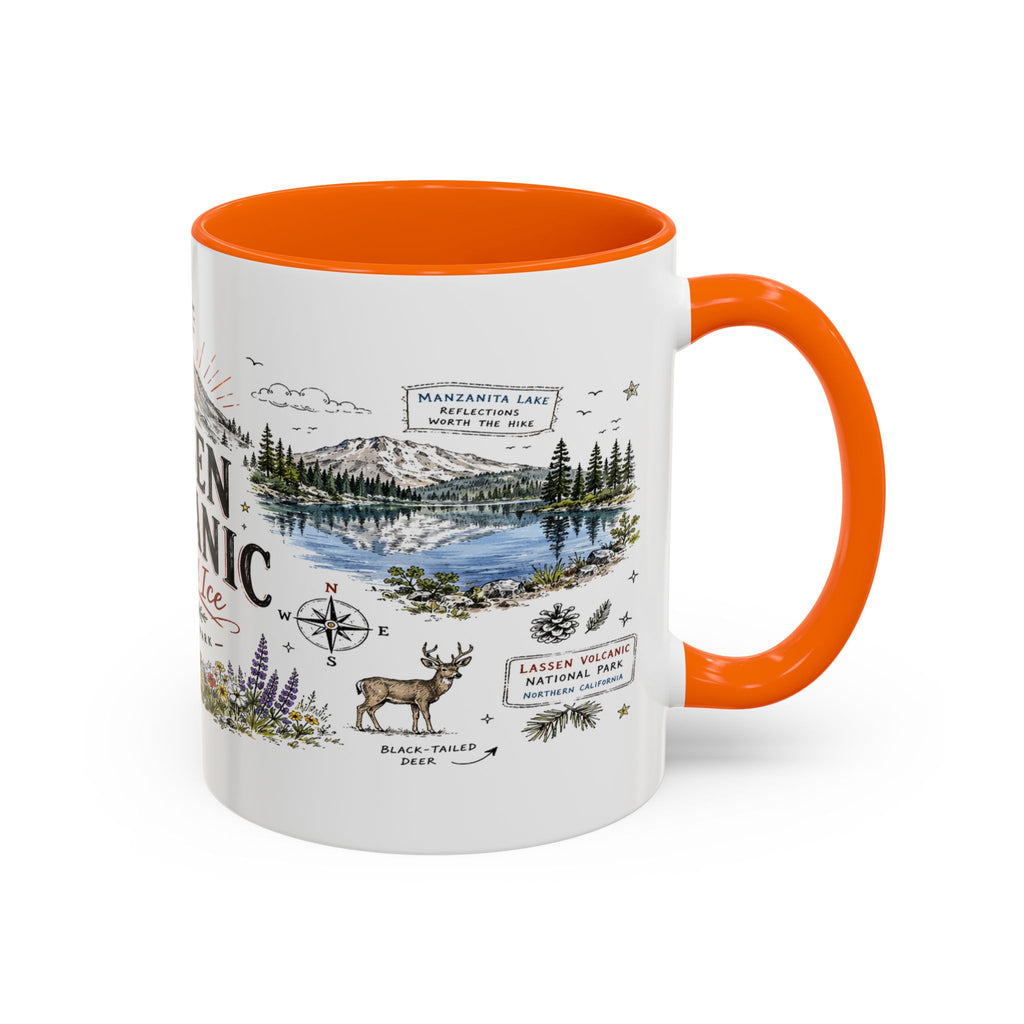 Lassen Volcanic National Park Coffee Mug | California Volcano Geothermal Hiking Gift | Accent Color Ceramic 11oz 15oz