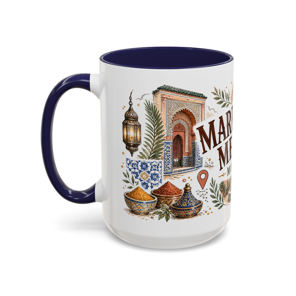Marrakech Medina Coffee Mug | Travel Destination Souvenir Gift | Accent Color Ceramic 11oz 15oz