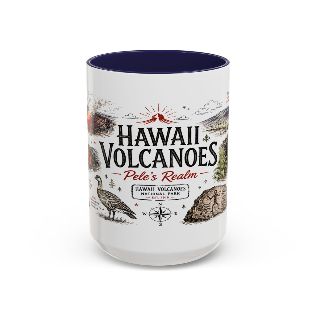 Hawaii Volcanoes National Park Coffee Mug | Hawaii Big Island Lava Volcano Gift | Accent Color Ceramic 11oz 15oz