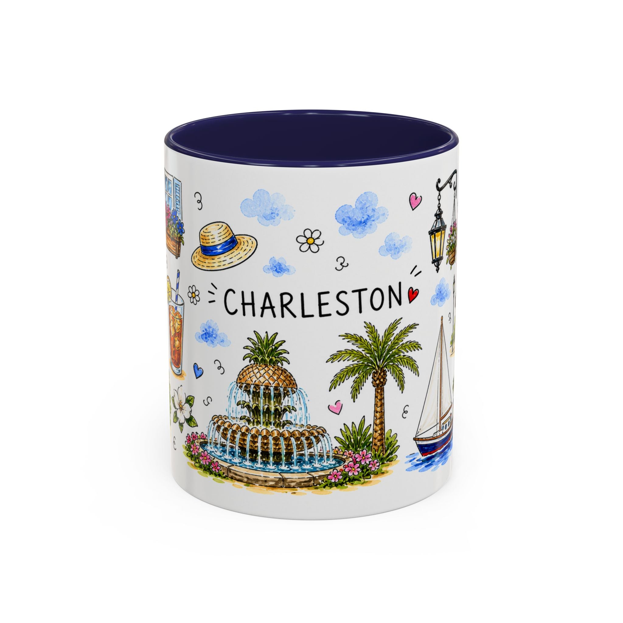 Charleston Illustrated Travel Mug | City Souvenir Accent Coffee Mug | 11oz 15oz Ceramic Cup