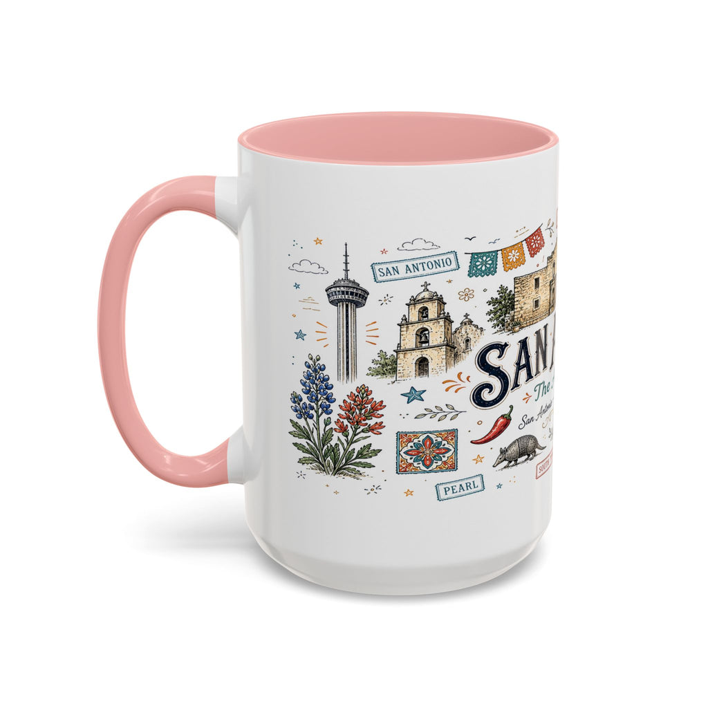 San Antonio Coffee Mug | Texas Souvenir City Gift | Accent Color Ceramic 11oz 15oz