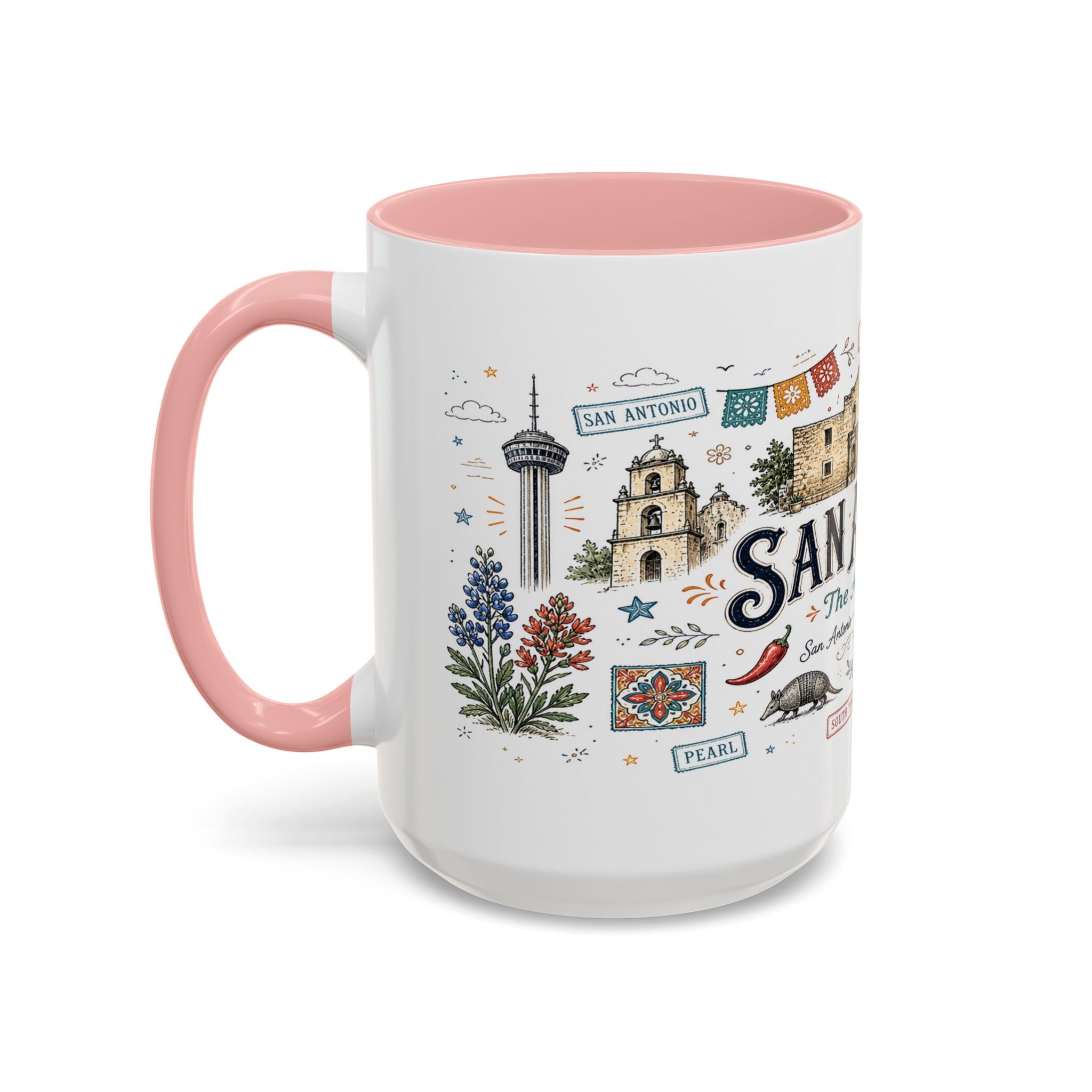 San Antonio Coffee Mug | Texas Souvenir City Gift | Accent Color Ceramic 11oz 15oz