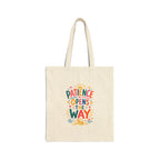 Patience Opens The Way Tote Bag | Ancient Wisdom Quote Canvas Bag | Colorful Philosophy Gift