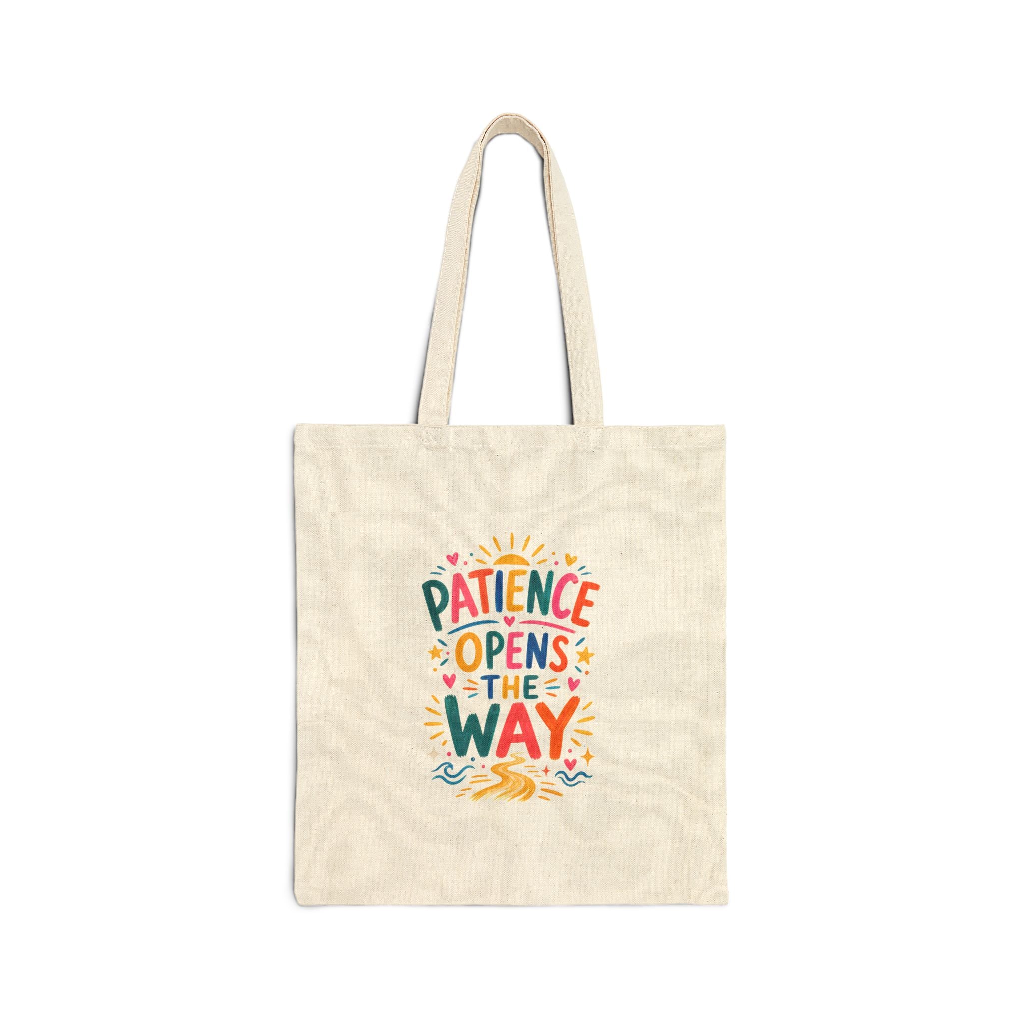 Patience Opens The Way Tote Bag | Ancient Wisdom Quote Canvas Bag | Colorful Philosophy Gift