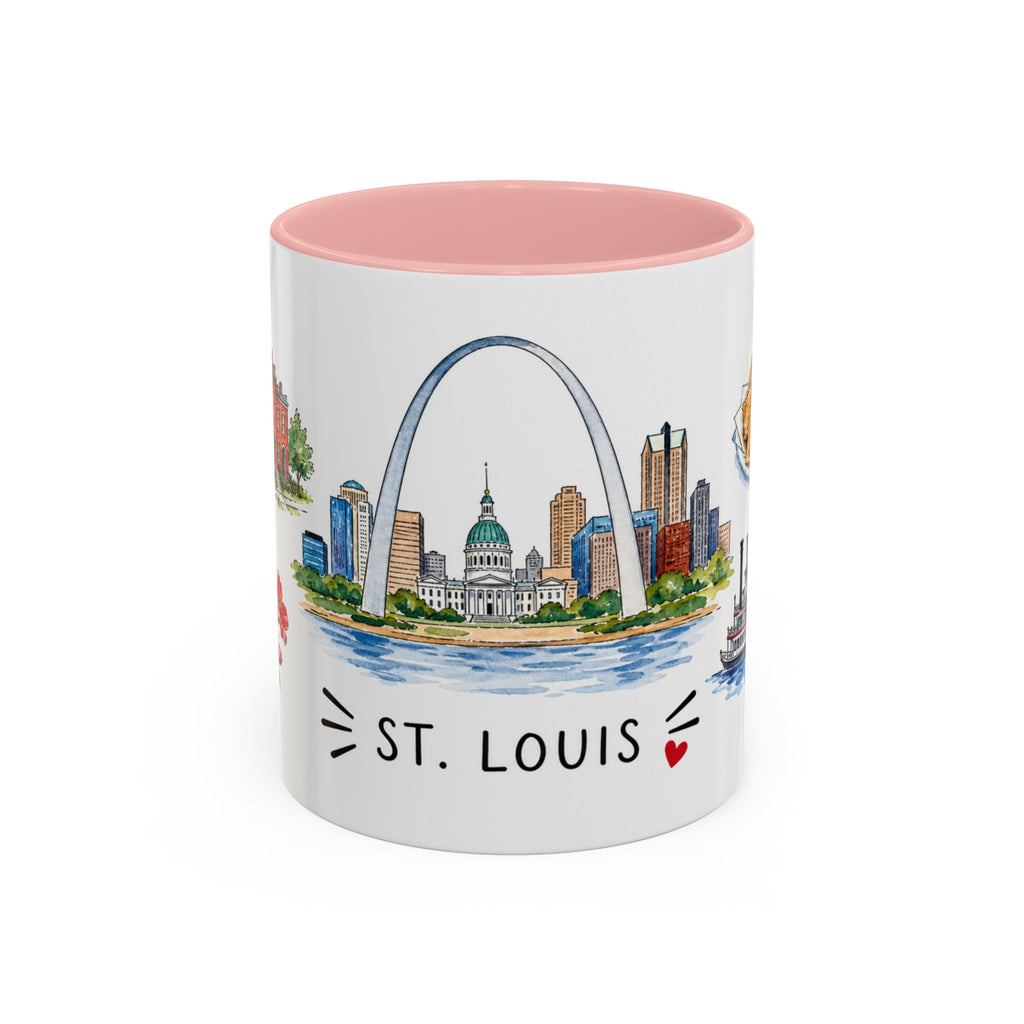 St. Louis Illustrated Travel Mug | City Souvenir Accent Coffee Mug | 11oz 15oz Ceramic Cup
