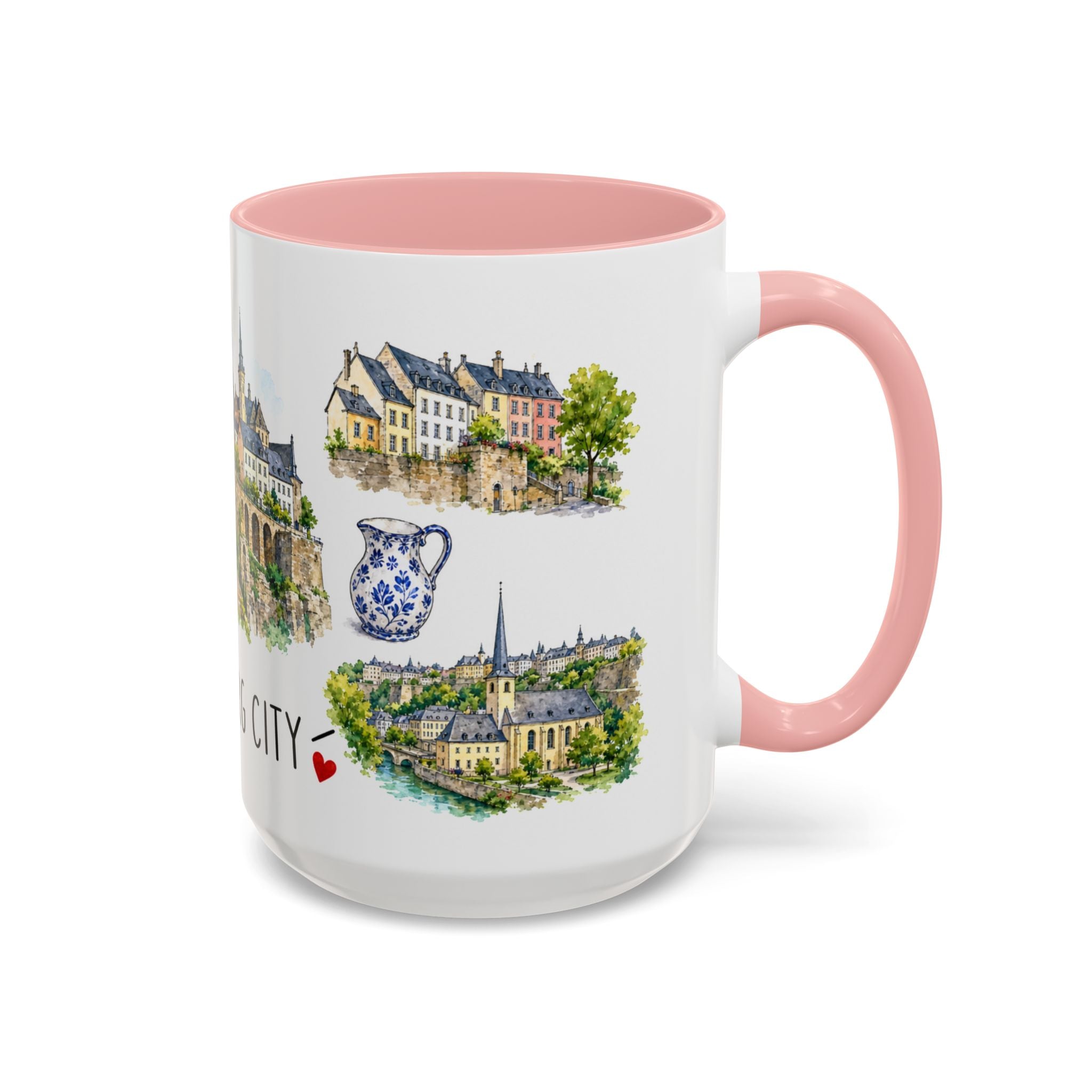 Luxembourg City Illustrated Travel Mug | City Souvenir Accent Coffee Mug | 11oz 15oz Ceramic Cup